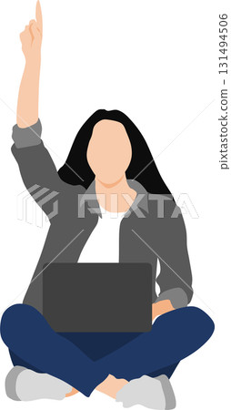 一名婦女蹲著的插圖 131494506