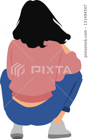 Illustration of a woman squatting Illustration of a woman squatting 131494507