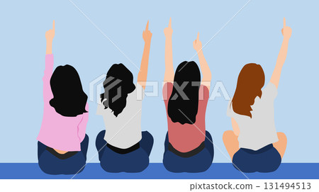 Illustration of a woman squatting 131494513