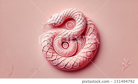 Modern pink coiled snake illustration 131494792