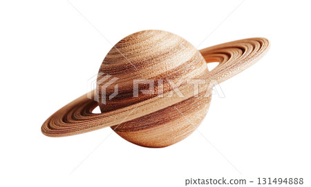 透明背景上帶有光環的行星的 3D 插圖，讓人聯想到土星（png） 131494888