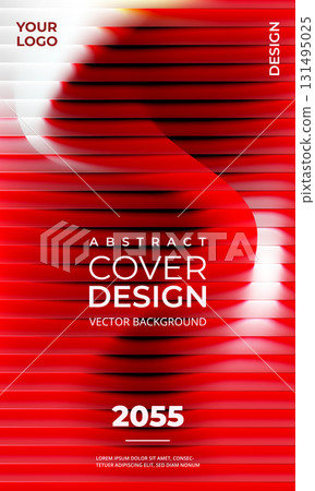 Abstract modern ribbed vertical poster background with red and white lines. Abstract modern ribbed vertical poster background with red and white lines. 131495025