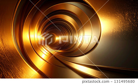 A futuristic tunnel enveloped in golden light 131495680