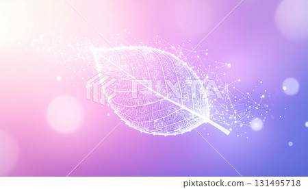 夢幻般閃耀的粉紅色葉子和光粒子 131495718