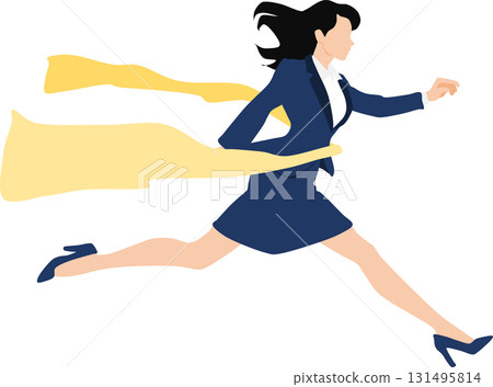 一位女士率先衝過終點線的插圖 一位女士率先衝過終點線的插圖 131495814