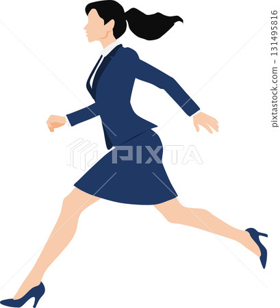 一位女士率先衝過終點線的插圖 一位女士率先衝過終點線的插圖 131495816