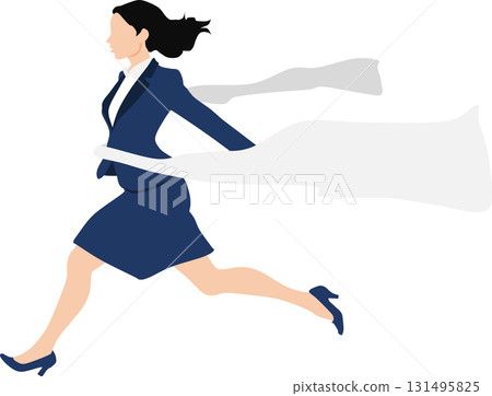 一位女士率先衝過終點線的插圖 131495825
