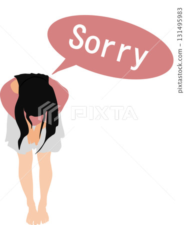 Illustration of a woman who apologizes 131495983