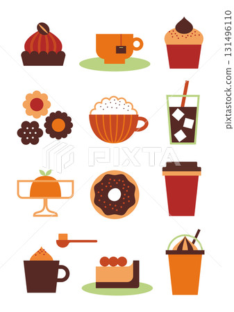 Cafe cute icon set 131496110