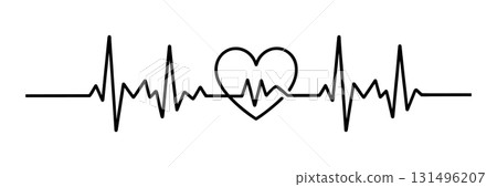Heartbeat Line with a Heart Shape Vector. A medical EKG and love symbol vector illustration. 131496207