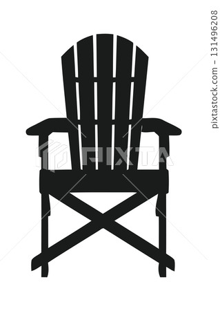 Adirondack Garden Chair Vector Silhouette. A minimalist outdoor patio furniture vector symbol. 131496208