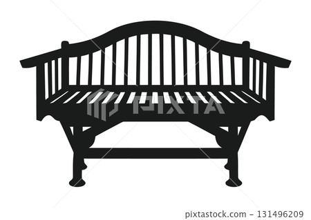 Classic Park Bench Vector Silhouette. Simple Outdoor and Garden Furniture Vector Icon. 131496209