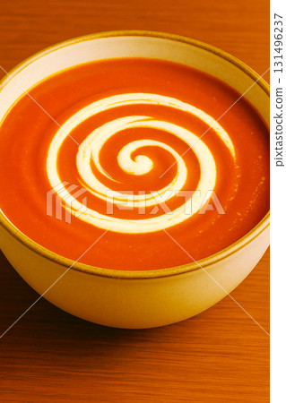 Tomato soup and cream swirl Tomato soup and cream swirl 131496237