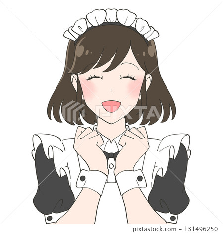 微笑的女僕咖啡館女孩的插圖 微笑的女僕咖啡館女孩的插圖 131496250