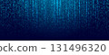 Binary code rain background in blue. Abstract matrix effect 131496320