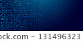 Binary numbers fall like digital rain on a blue background.  131496323