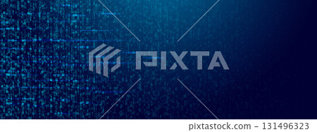 Binary numbers fall like digital rain on a blue background. Binary numbers fall like digital rain on a blue background. 131496323