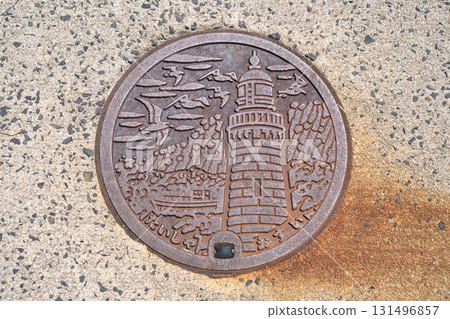 Manhole cover in Izumo Hinomisaki: Shimane Prefecture tourism design Manhole cover in Izumo Hinomisaki: Shimane Prefecture tourism design 131496857