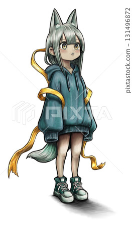 Animal ears, standing illustration, material 131496872