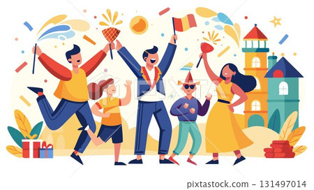 Infectious energy fills a lively street as people dance, sing, and celebrate with firecrackers, their unrestrained joy creating a dynamic and unforgettable scene of communal festivity and shared cele Infectious energy fills a lively street as people dance, sing, and celebrate with firecrackers, their unrestrained joy creating a dynamic and unforgettable scene of communal festivity and shared cele 131497014