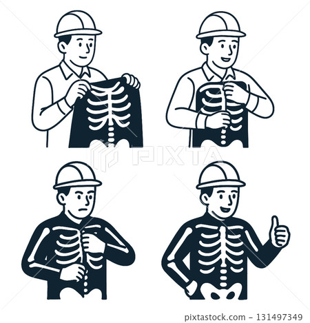 Coloring book page featuring worker with skeleton shirt coloring page for fun and learning 131497349