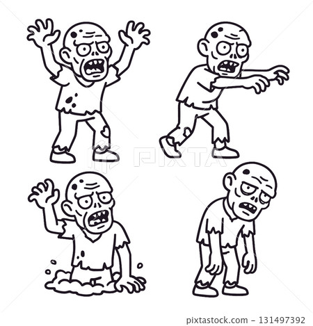 Coloring book page with zombie character for coloring book coloring page fun activity 131497392