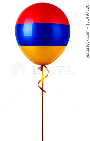Balloons with the Armenian flag pattern. 131497520