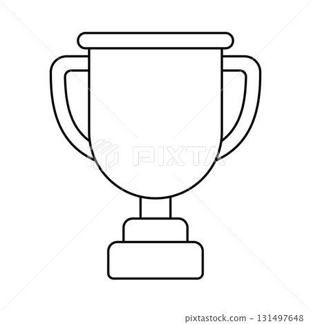 Gold cup on stand. Game award for the winners. Illustration of prize for sports competitions. 131497648