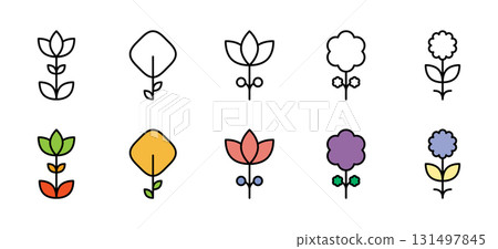 collection of flowers in a flat design style. Vector illustration 131497845