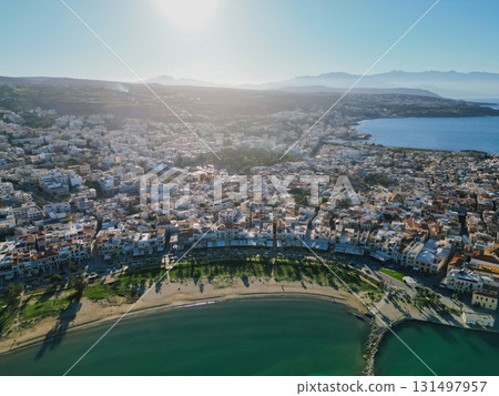 Rethymno, the most charming and beautiful town on Crete island with panoramic view of the sea. 131497957