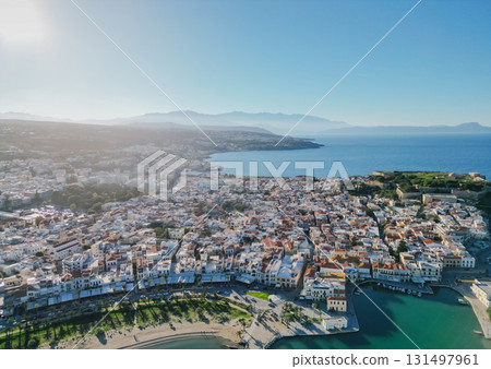 Rethymno, the most charming and beautiful town on Crete island with panoramic view of the sea. 131497961