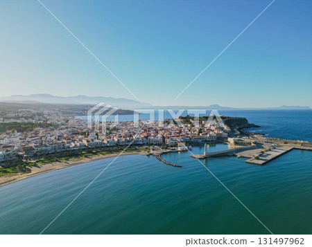 Rethymno, the most charming and beautiful town on Crete island with panoramic view of the sea. 131497962