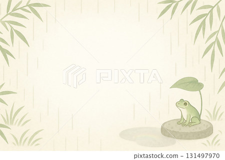 雨水花園中的樹蛙和竹子的日式框架 131497970