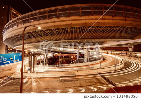 Night view of the giant snake-like loop line at Kurokawa Interchange in Nagoya Night view of the giant snake-like loop line at Kurokawa Interchange in Nagoya 131498056