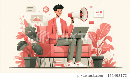 Promoting digital marketing strategies from a cozy workspace Promoting digital marketing strategies from a cozy workspace 131498172