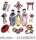 Shichi-Go-San hand-drawn illustration set 131498263