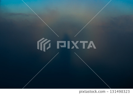 The magic hour at Mount Sugoroku in the Northern Alps, Brocken spectre, and the rainbow halo 131498323