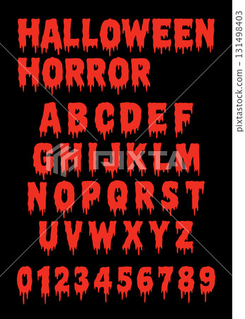 Horror Font Alphabet Black letter Halloween Style 131498403