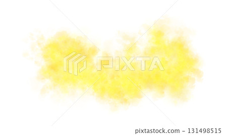 Bright yellow smoke cloud with fiery texture isolated on transparent background resembling wave shape for abstract effect 131498515