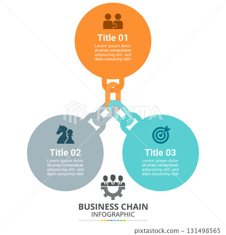 Business Chain Infographic 3 Steps Circle Connection Diagram 131498565