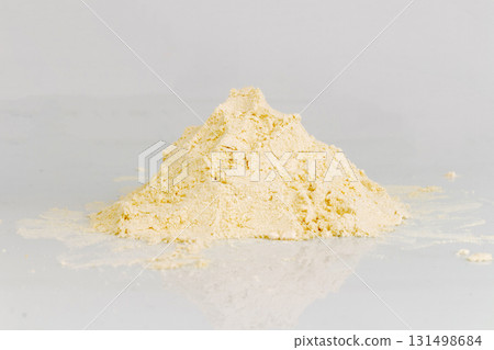 Protein Powder on White Background Front and Top View Photostock Protein Powder on White Background Front and Top View Photostock 131498684