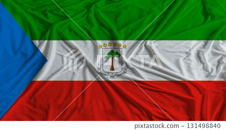 Equatoguinean flag with fabric texture background. National flag of Equatorial Guinea Equatoguinean flag with fabric texture background. National flag of Equatorial Guinea 131498840