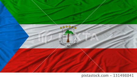Equatoguinean flag waving. Flag of Equatorial Guinea with cloth texture 131498841