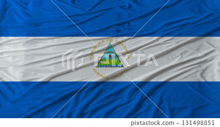Nicaraguan flag waving. Flag of Nicaragua with cloth texture Nicaraguan flag waving. Flag of Nicaragua with cloth texture 131498851
