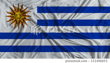 Uruguayan flag with fabric texture background. National flag of Uruguay Uruguayan flag with fabric texture background. National flag of Uruguay 131498853