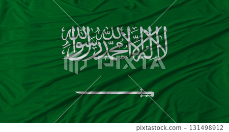 Saudi Arabian flag waving. Flag of Saudi Arabia with cloth texture Saudi Arabian flag waving. Flag of Saudi Arabia with cloth texture 131498912