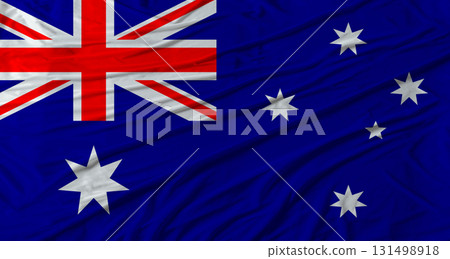 Australian flag waving. Flag of Australia with cloth texture Australian flag waving. Flag of Australia with cloth texture 131498918