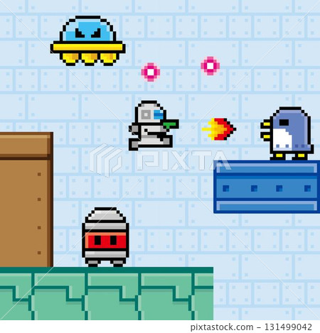 遊戲風格的像素藝術機械迷你螢幕 131499042