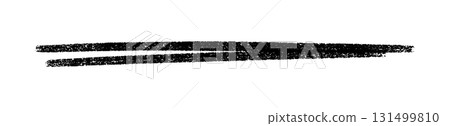 Crayon underline with rough black texture for text emphasis and hand-drawn decoration. Two parallel horizontal strokes with grainy finish for document markup or artistic highlighting. Crayon underline with rough black texture for text emphasis and hand-drawn decoration. Two parallel horizontal strokes with grainy finish for document markup or artistic highlighting. 131499810