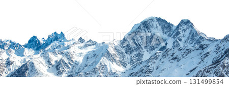 Mountains range with peaks in snow 131499854